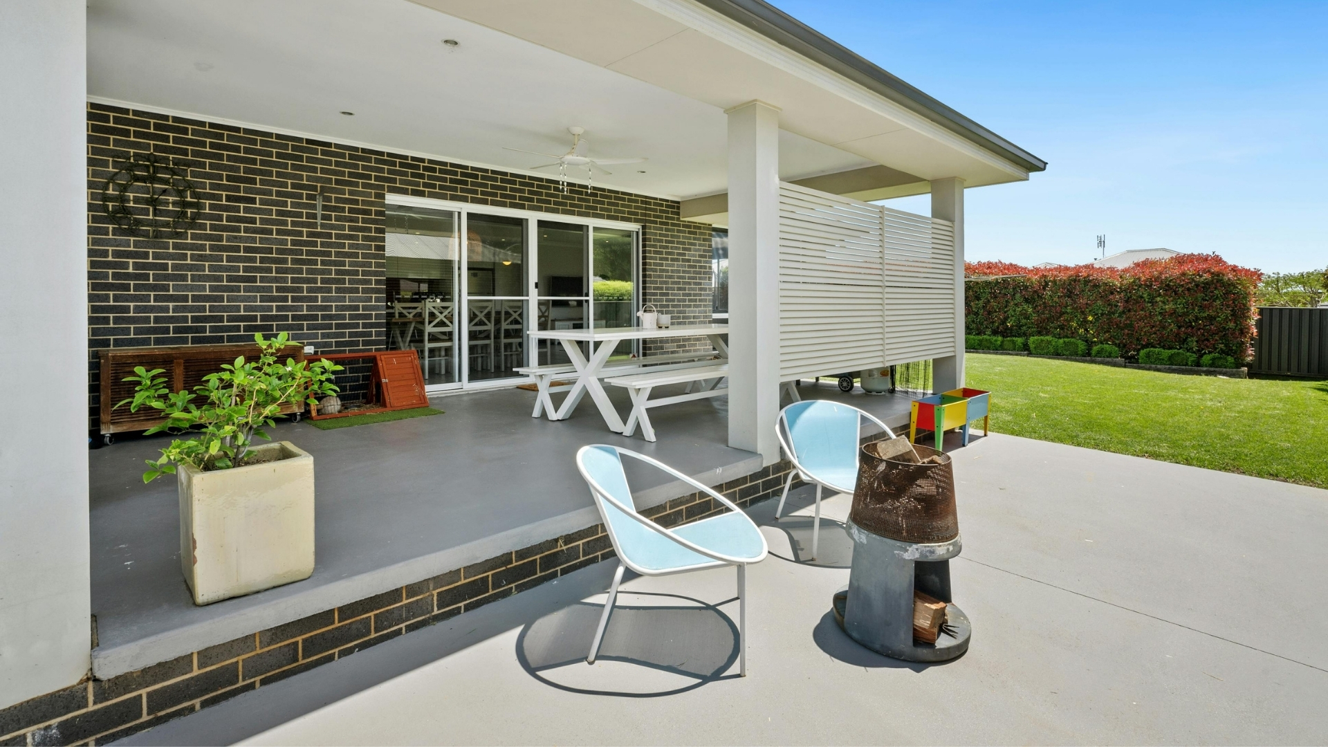 Concrete patio surface installed in Yate.